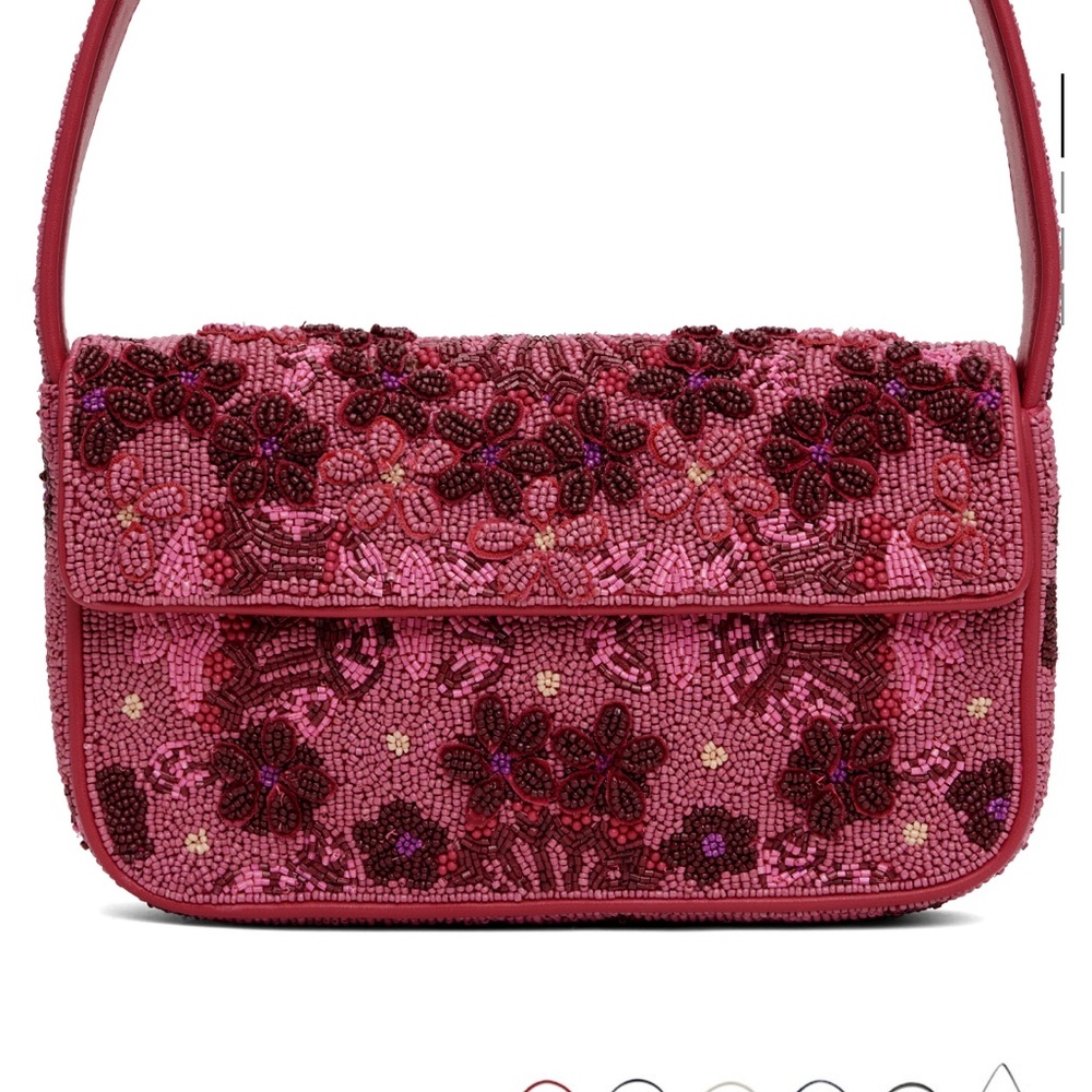 STAUD Pink Beaded Shoulder Bag
